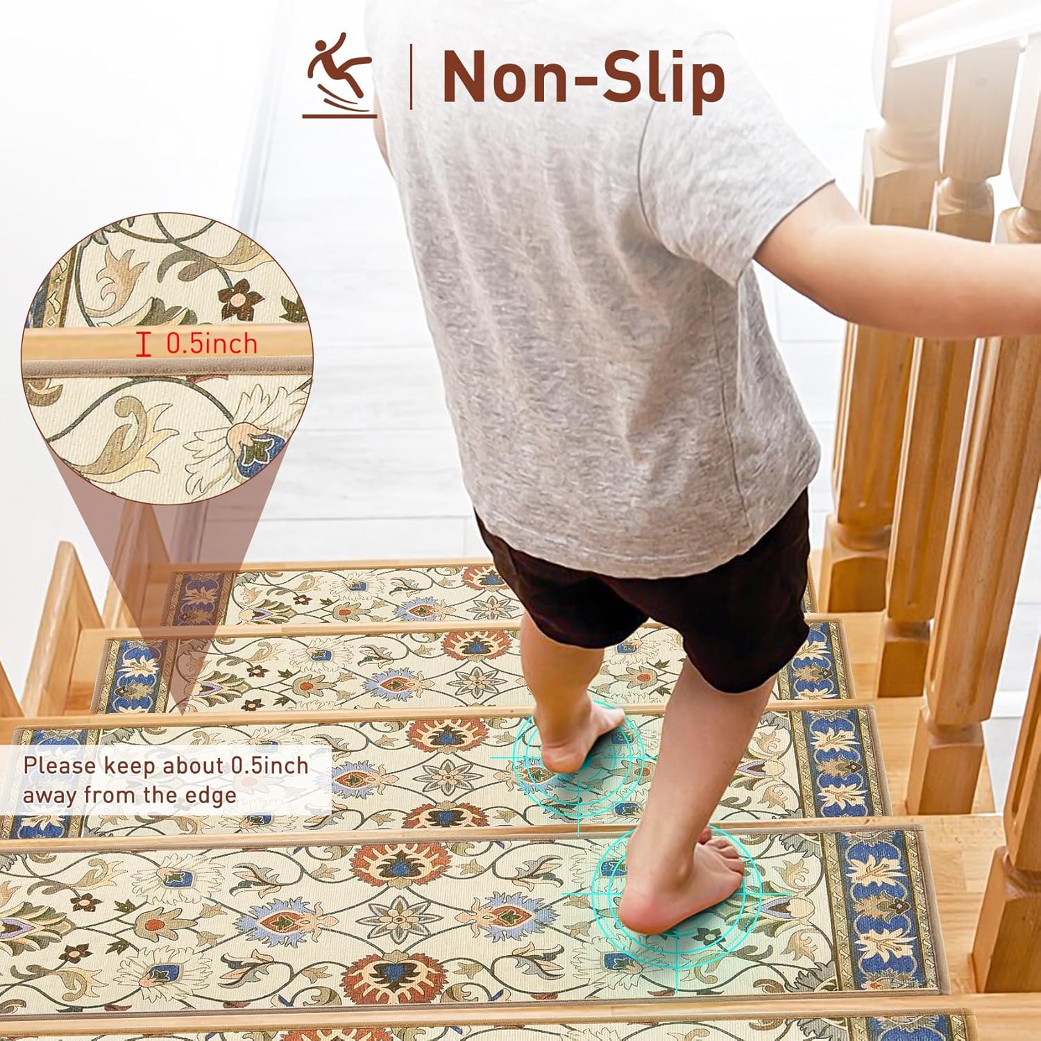 Oriental Non Slip Indoor Stair Carpets
