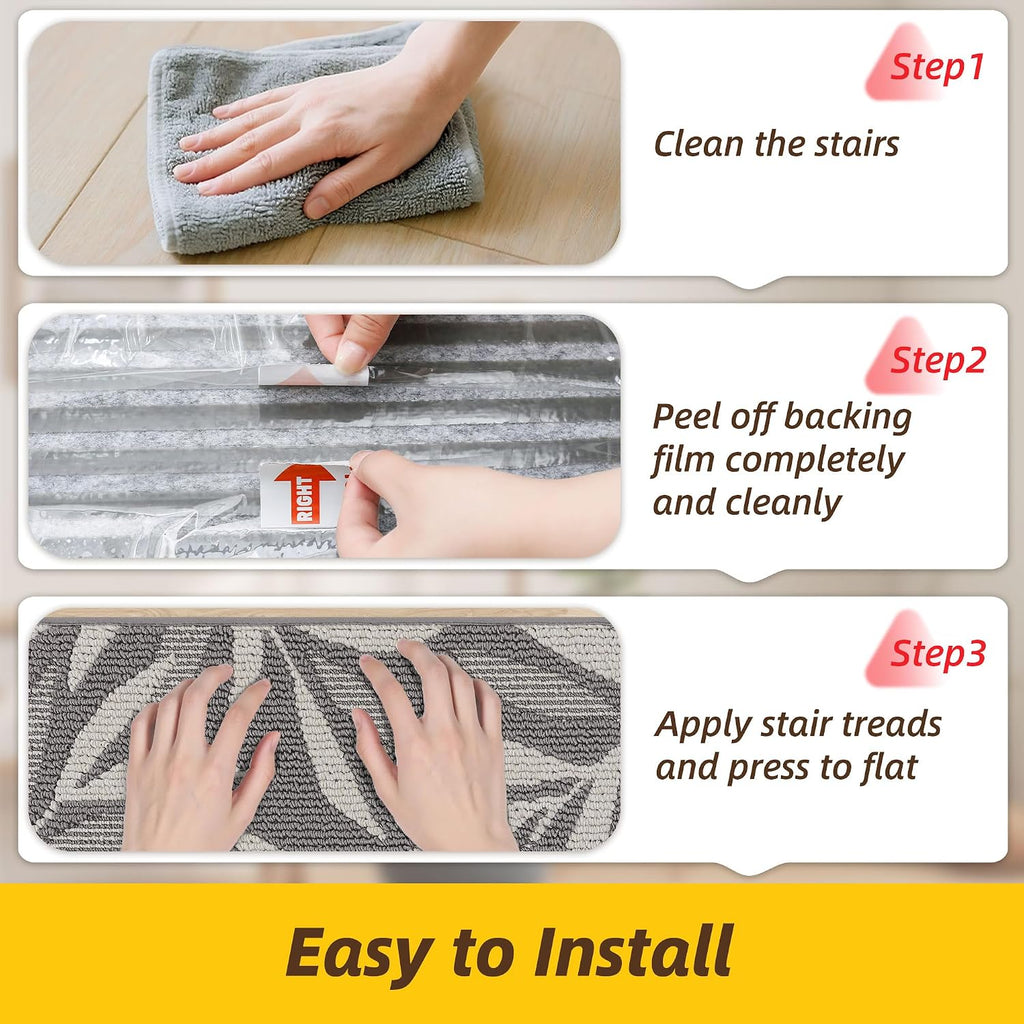 Grey Leaf Non Slip Stair Treads
