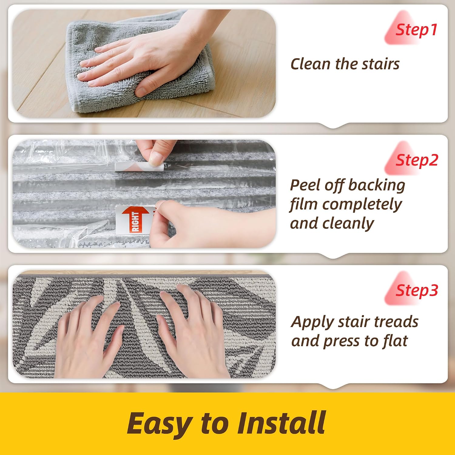 Grey Leaf Non Slip Stair Treads