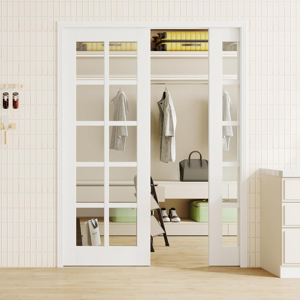 White Locked Glass Pocket Interior Door
