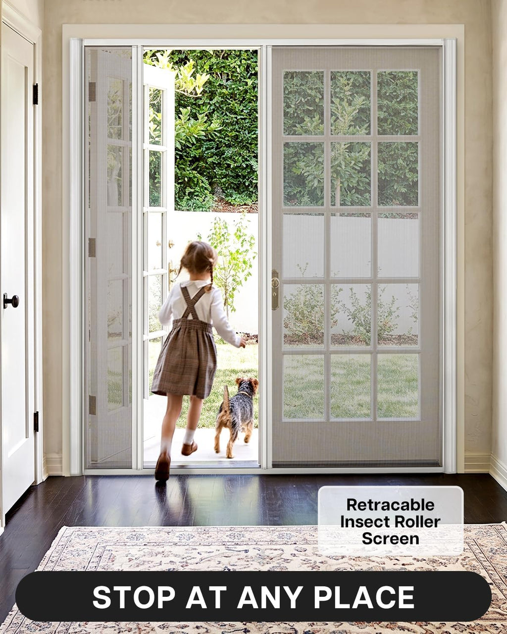 White Double Door Retractable Screen