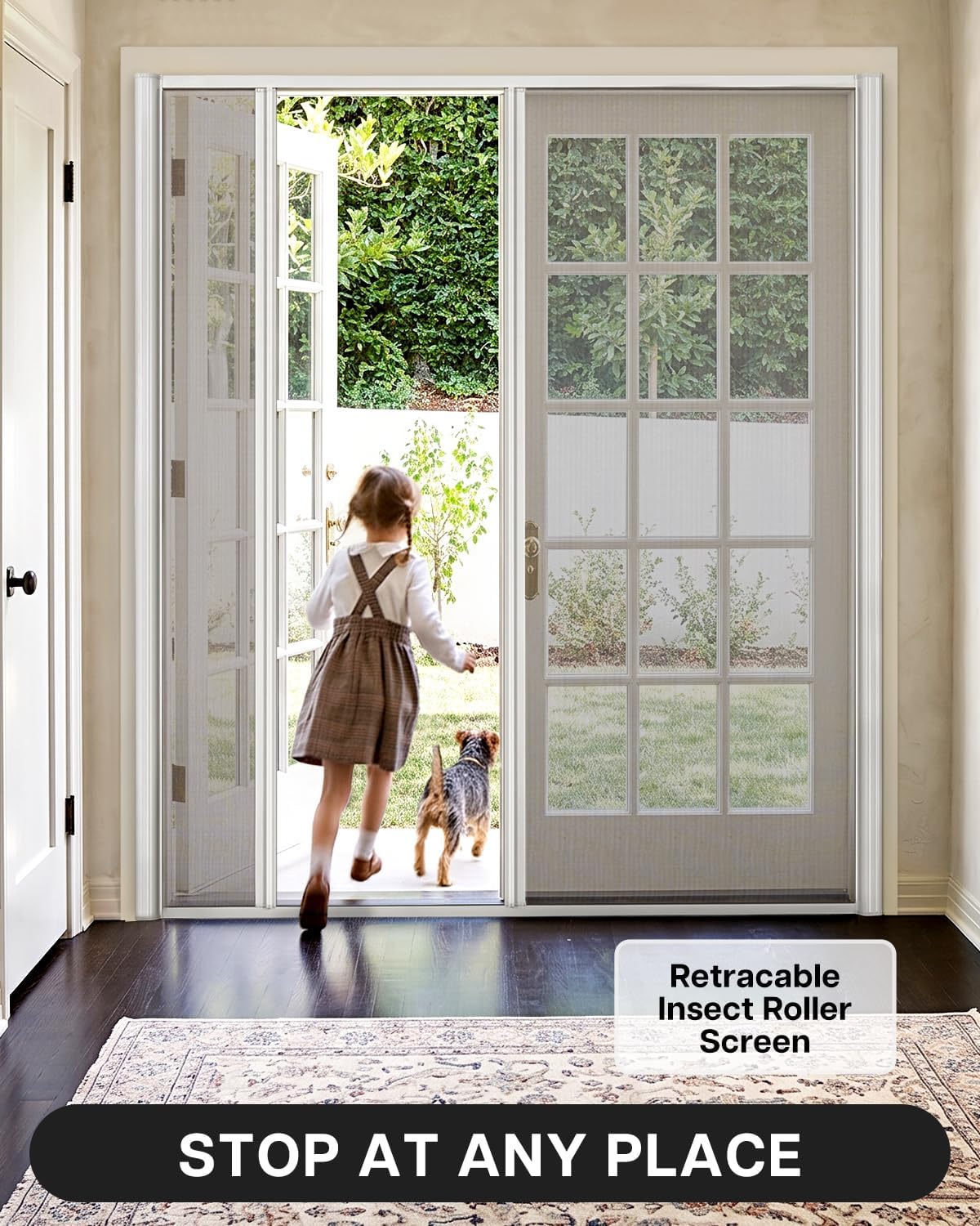 White Double Door Retractable Screen