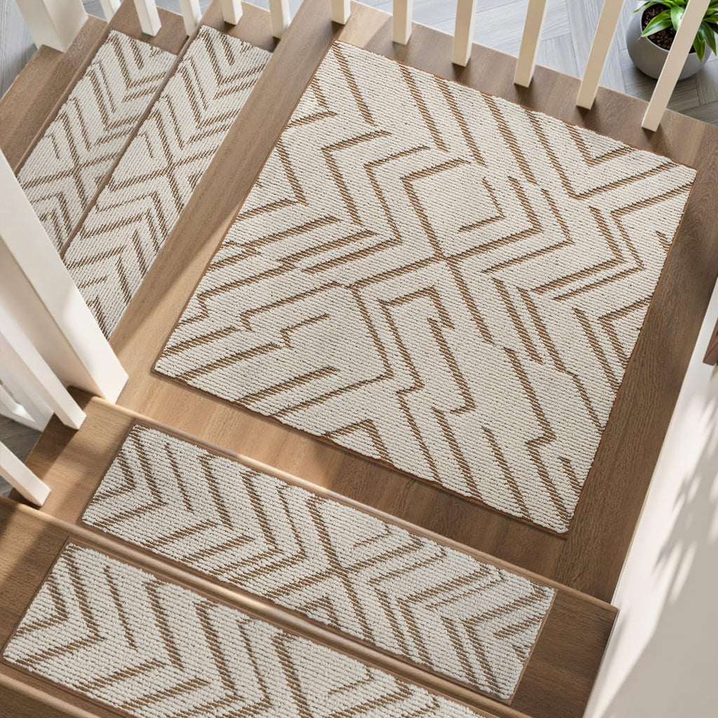 Brown Peel Stick Non Slip Stair Carpets
