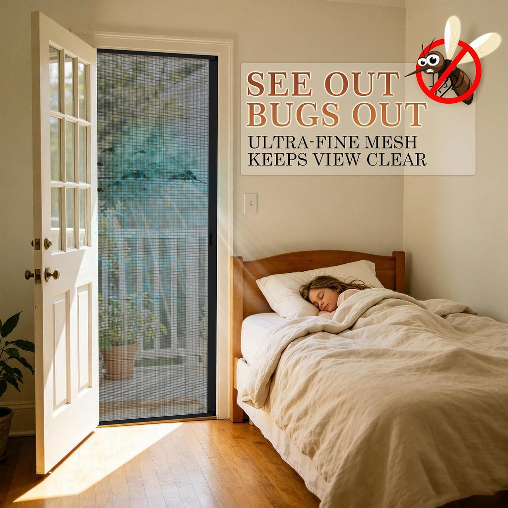 Black Foldable Invisible Screen Door