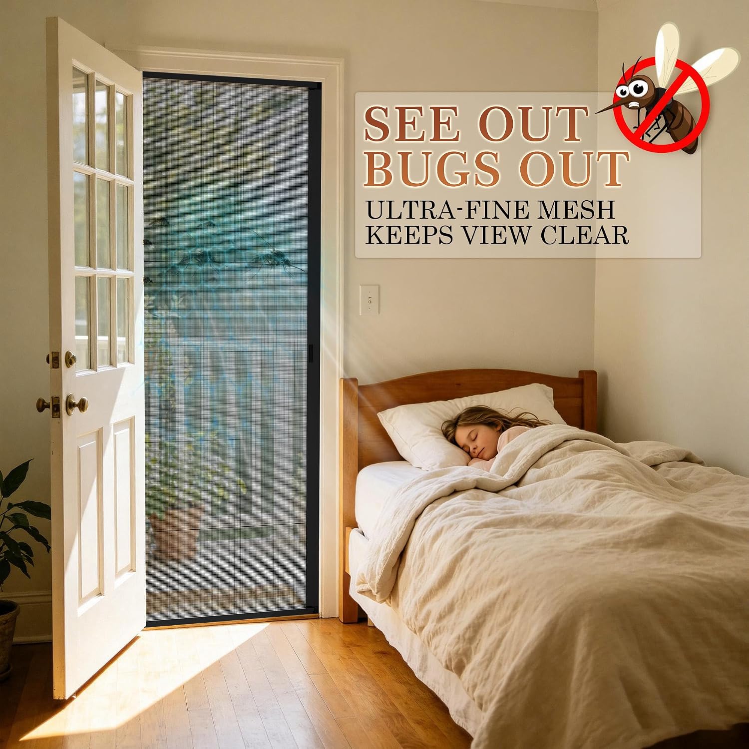 Black Foldable Invisible Screen Door