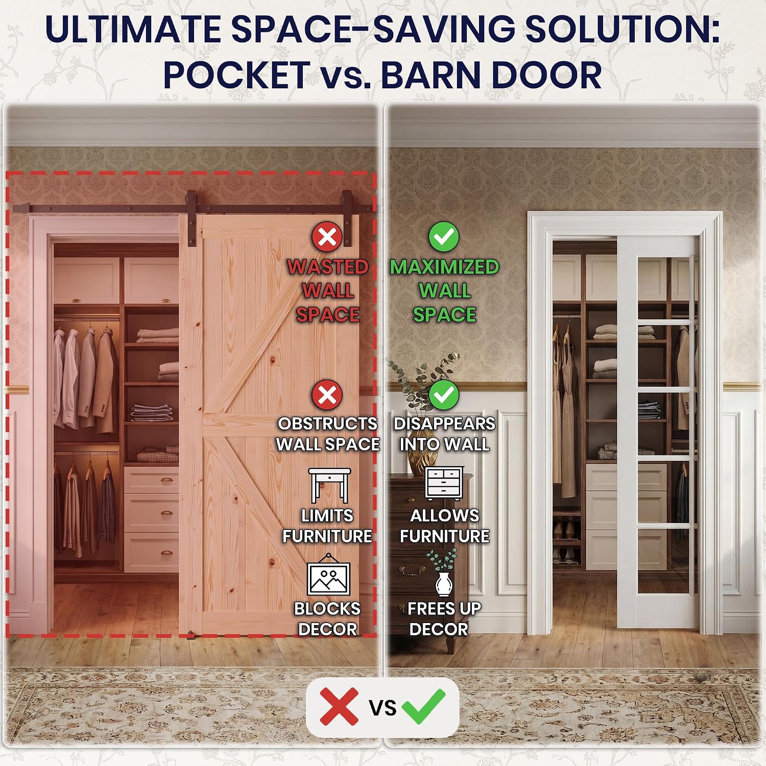 10-Lite Glass Soft Close Pocket Door