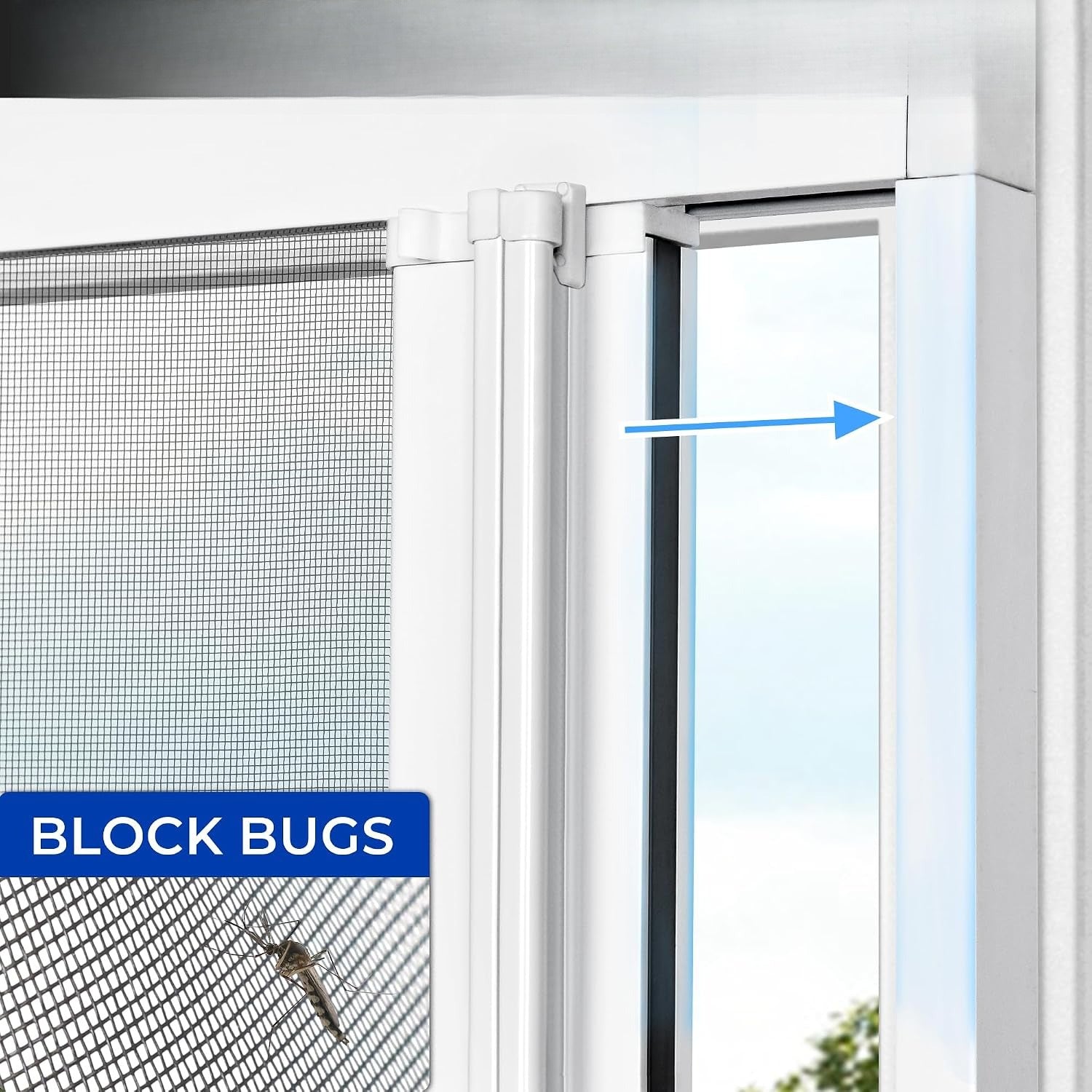 White Retractable Fiberglass Screen Door