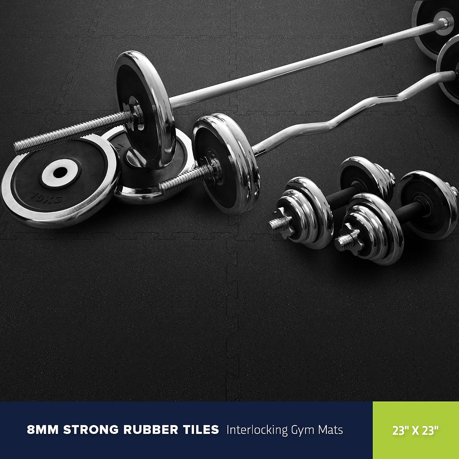 8mm Thick Interlocking Gym Rubber Tiles