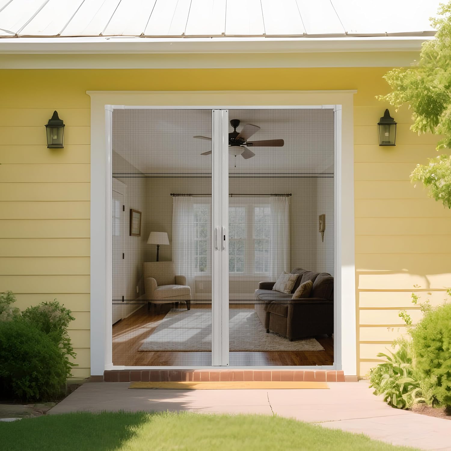 Heavy Duty White Double Screen Door