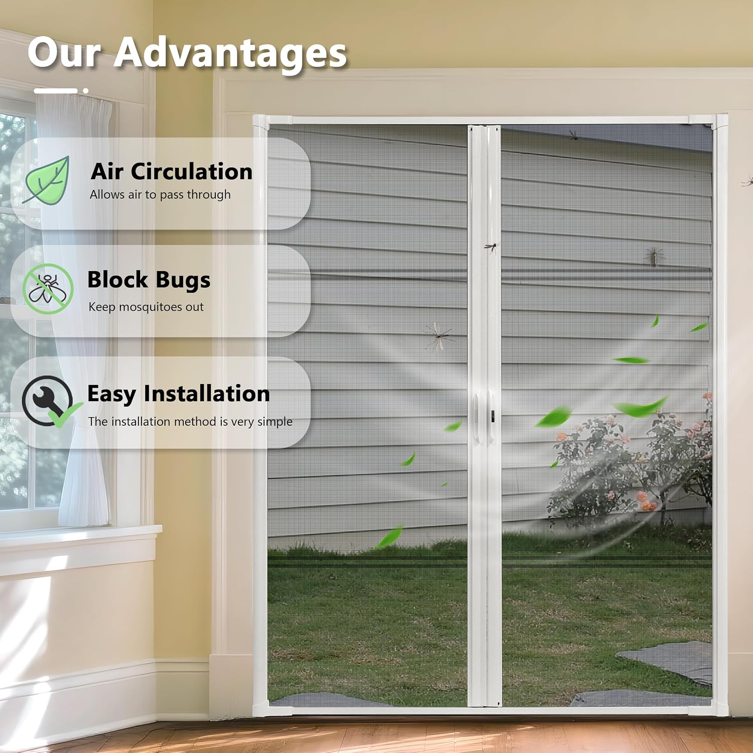 Heavy Duty White Double Screen Door