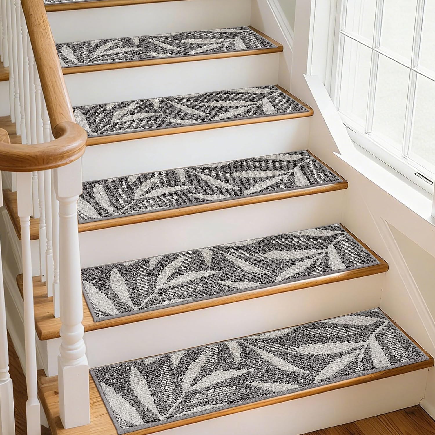 Grey Leaf Non Slip Stair Treads