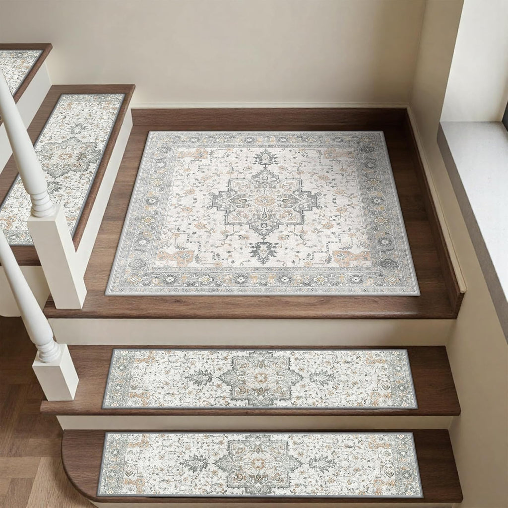 Taupe Peel Stick Safe Stair Carpets