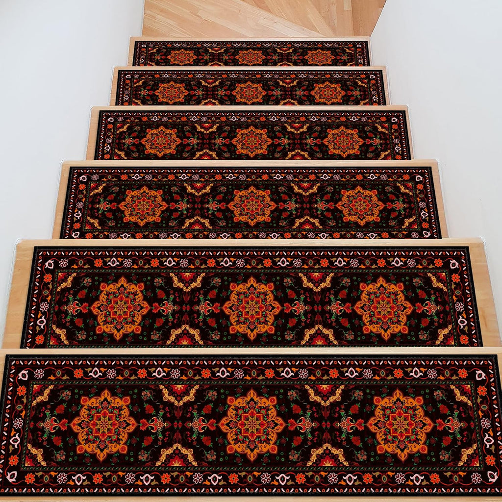 Vintage Print Non Slip Stair Rugs