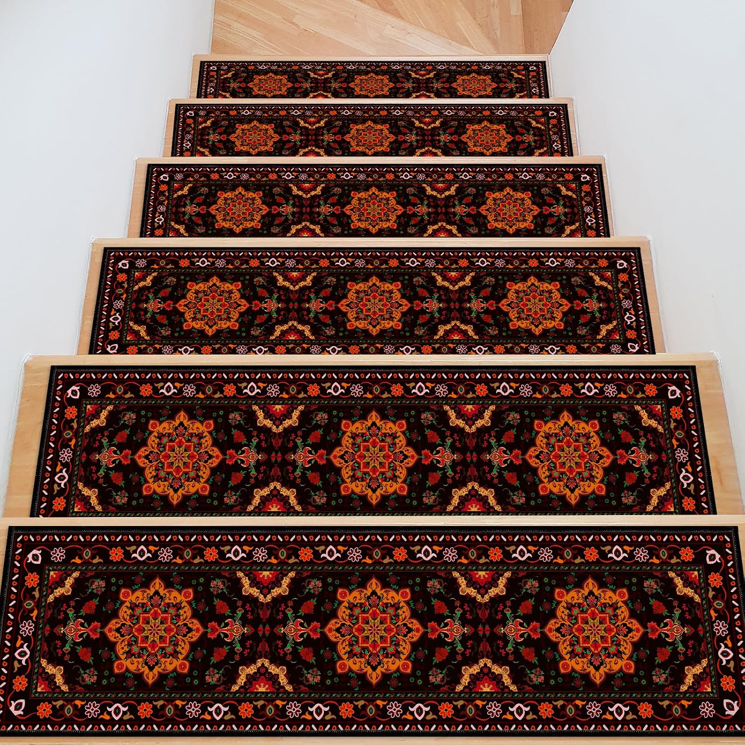 Vintage Print Non Slip Stair Rugs