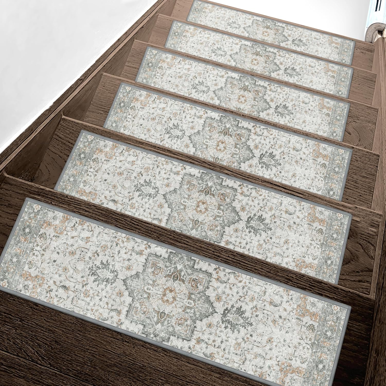 Taupe Peel Stick Safe Stair Carpets