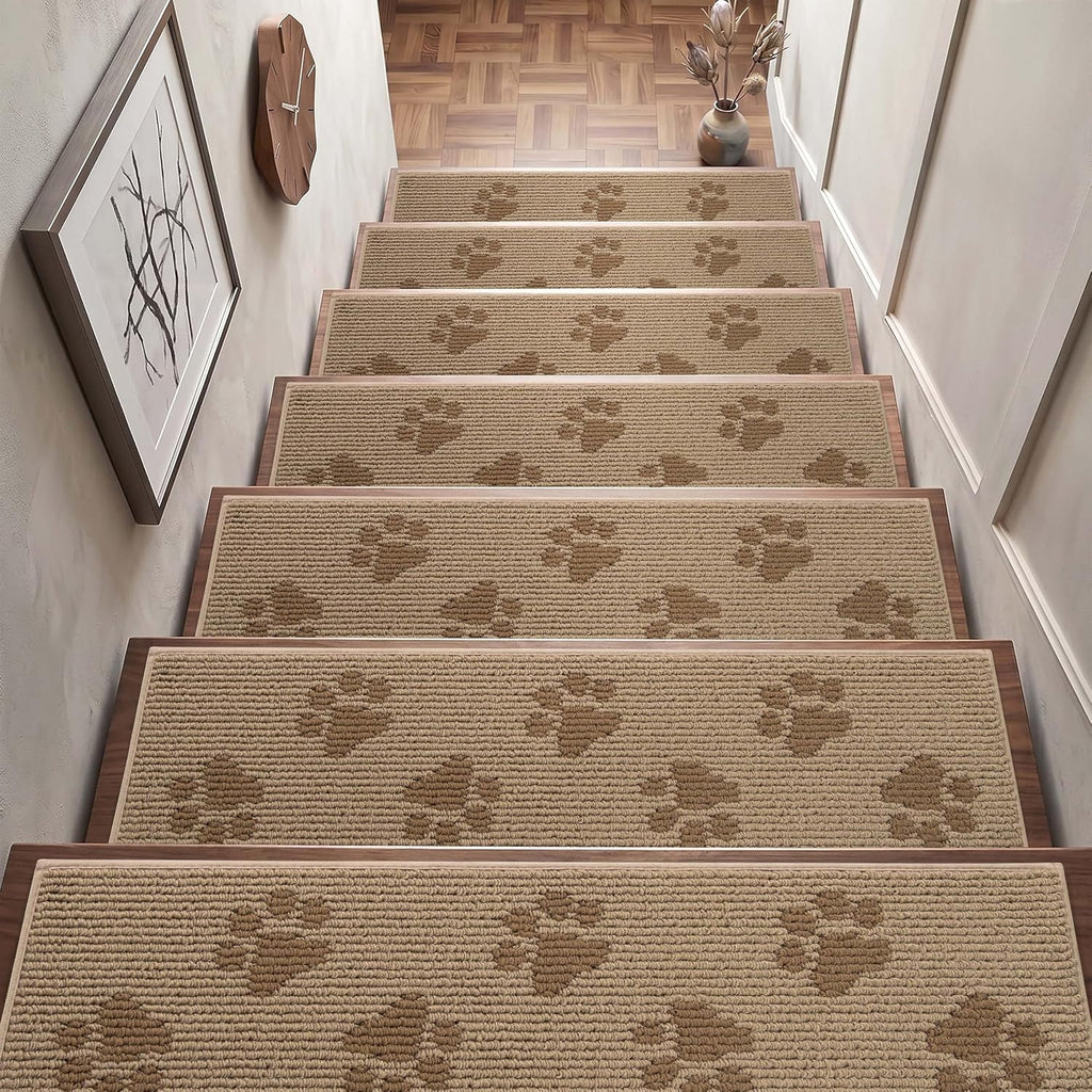 Beige Self-Adhesive Non Slip Stair Rugs