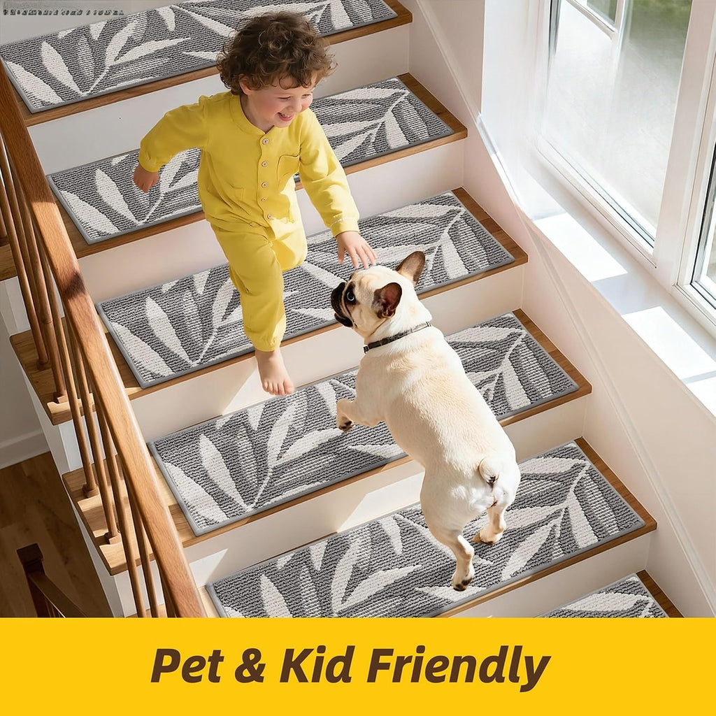 Grey Leaf Non Slip Stair Treads