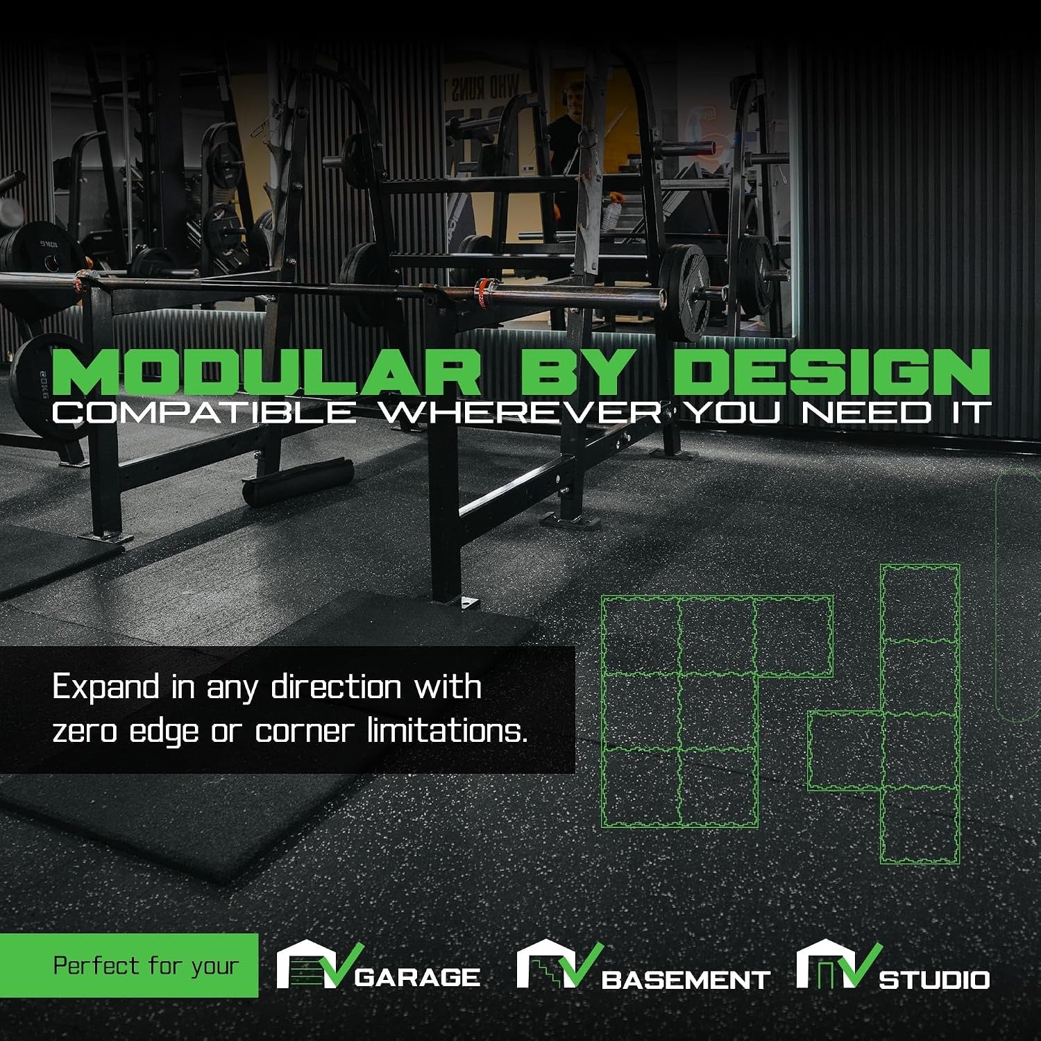 Gray Fleck Heavy Duty Gym Rubber Tiles